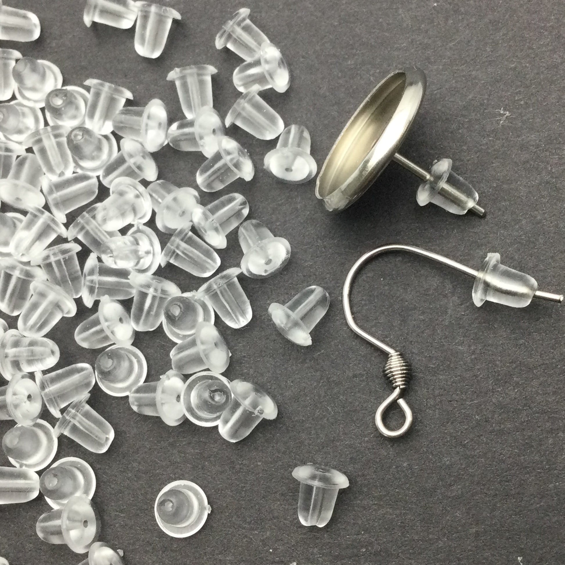 1000 pcs Silicone Earring Backs Soft Clear Plastic Safety Earring Pads Bullet Shape Clutch Stopper locking Ear studs French wire 4.5mm