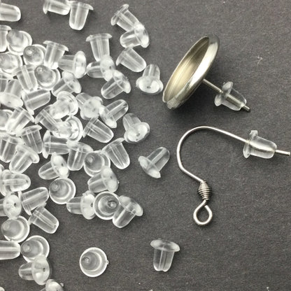 1000 pcs Silicone Earring Backs Soft Clear Plastic Safety Earring Pads Bullet Shape Clutch Stopper locking Ear studs French wire 4.5mm