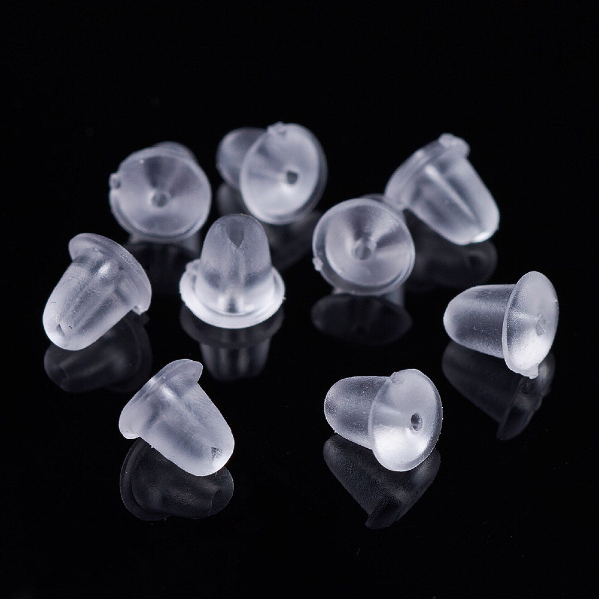 1000 pcs Silicone Earring Backs Soft Clear Plastic Safety Earring Pads Bullet Shape Clutch Stopper locking Ear studs French wire 4.5mm