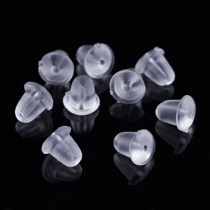 1000 pcs Silicone Earring Backs Soft Clear Plastic Safety Earring Pads Bullet Shape Clutch Stopper locking Ear studs French wire 4.5mm