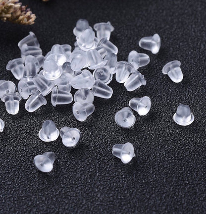 1000 pcs Silicone Earring Backs Soft Clear Plastic Safety Earring Pads Bullet Shape Clutch Stopper locking Ear studs French wire 4.5mm