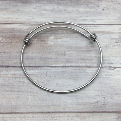 Bulk 50pcs Stainless Steel Adjustable Blank Bangle Bracelet for Jewelry Making, Waterproof Stackable Wire Bangles Wholesale Supplies