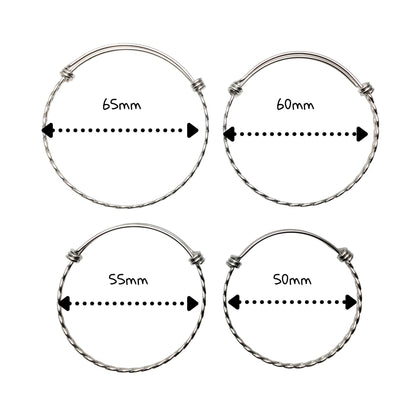 Bulk 50pcs 3.5mm Braided Stainless Steel Adjustable Blank Bangle Bracelet, Heavy Duty Waterproof Stackable Bangles Wholesale Supplies