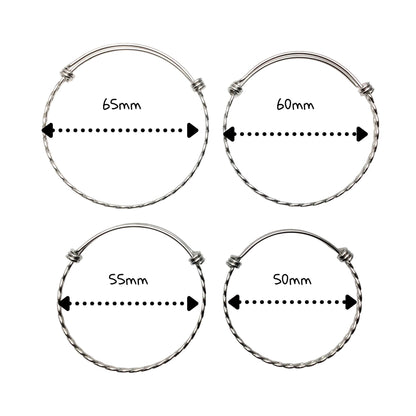 Bulk 50pcs 3.5mm Braided Stainless Steel Adjustable Blank Bangle Bracelet, Heavy Duty Waterproof Stackable Bangles Wholesale Supplies