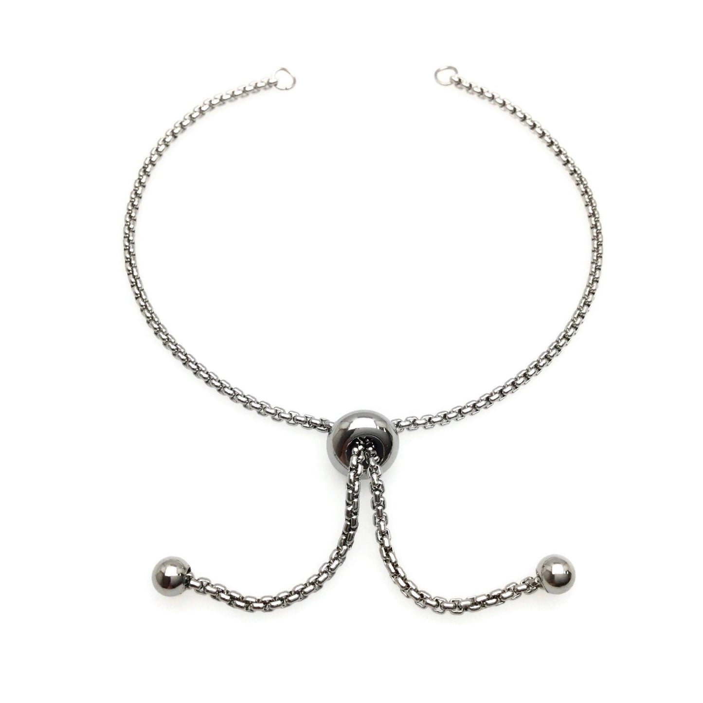 Adult Size Stainless Steel Adjustable Bolo Bracelet for Jewelry Making, Waterproof 1.8mm Slider Box Chain Semi Finished Supplies