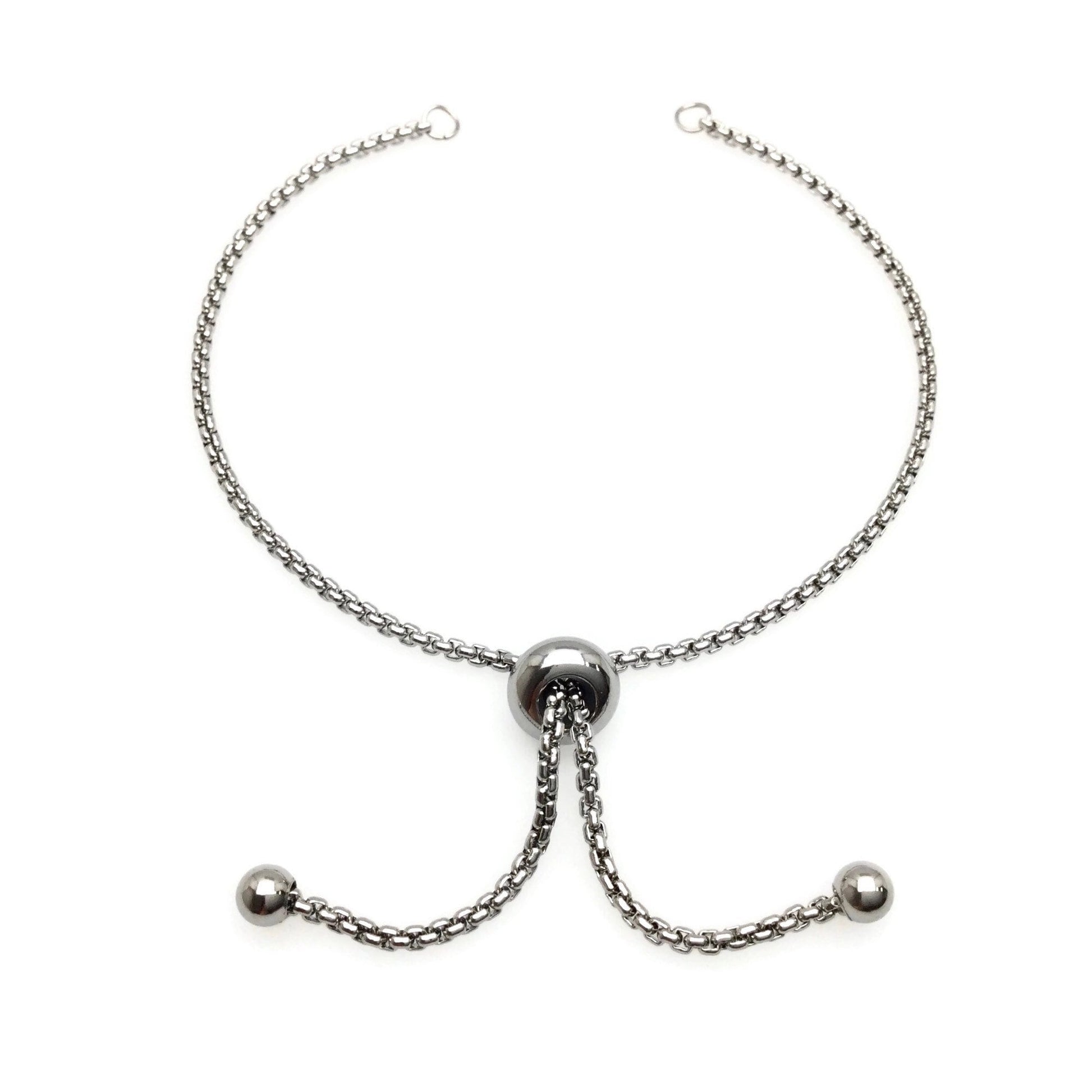 Adult Size Stainless Steel Adjustable Bolo Bracelet for Jewelry Making, Waterproof 1.8mm Slider Box Chain Semi Finished Supplies