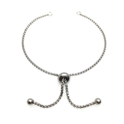 Adult Size Stainless Steel Adjustable Bolo Bracelet for Jewelry Making, Waterproof 1.8mm Slider Box Chain Semi Finished Supplies