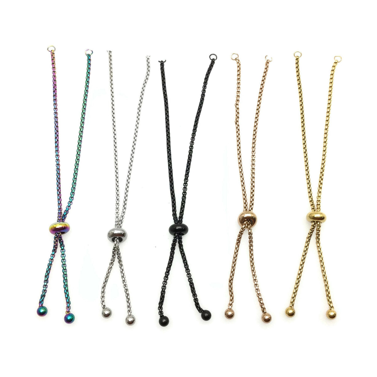 Adult Size Stainless Steel Adjustable Bolo Bracelet for Jewelry Making, Waterproof 1.8mm Slider Box Chain Semi Finished Supplies