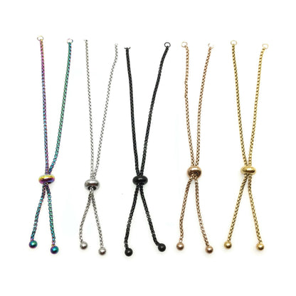 Adult Size Stainless Steel Adjustable Bolo Bracelet for Jewelry Making, Waterproof 1.8mm Slider Box Chain Semi Finished Supplies