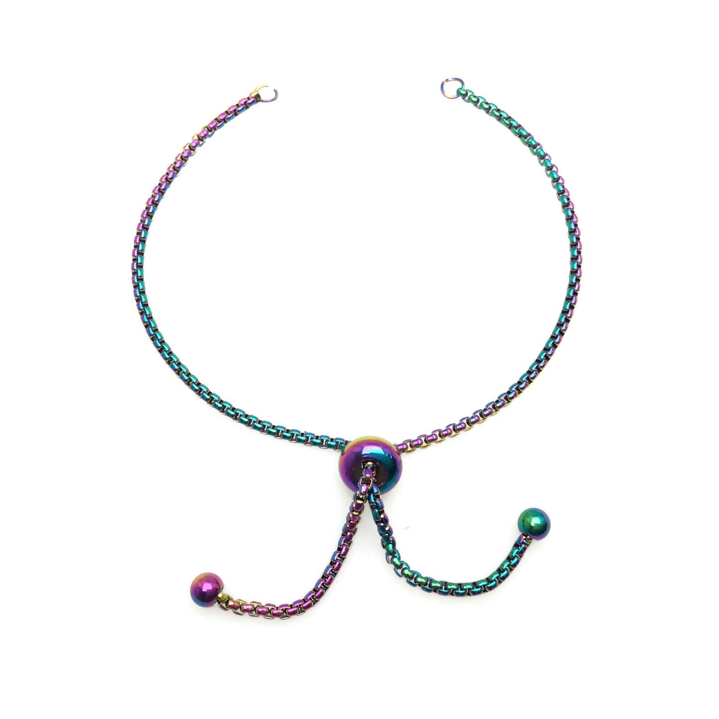 Adult Size Stainless Steel Adjustable Bolo Bracelet for Jewelry Making, Waterproof 1.8mm Slider Box Chain Semi Finished Supplies