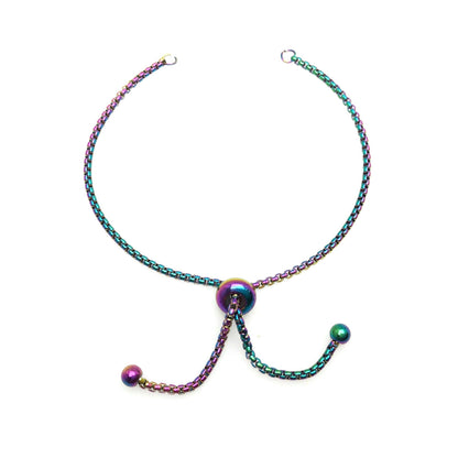 Adult Size Stainless Steel Adjustable Bolo Bracelet for Jewelry Making, Waterproof 1.8mm Slider Box Chain Semi Finished Supplies