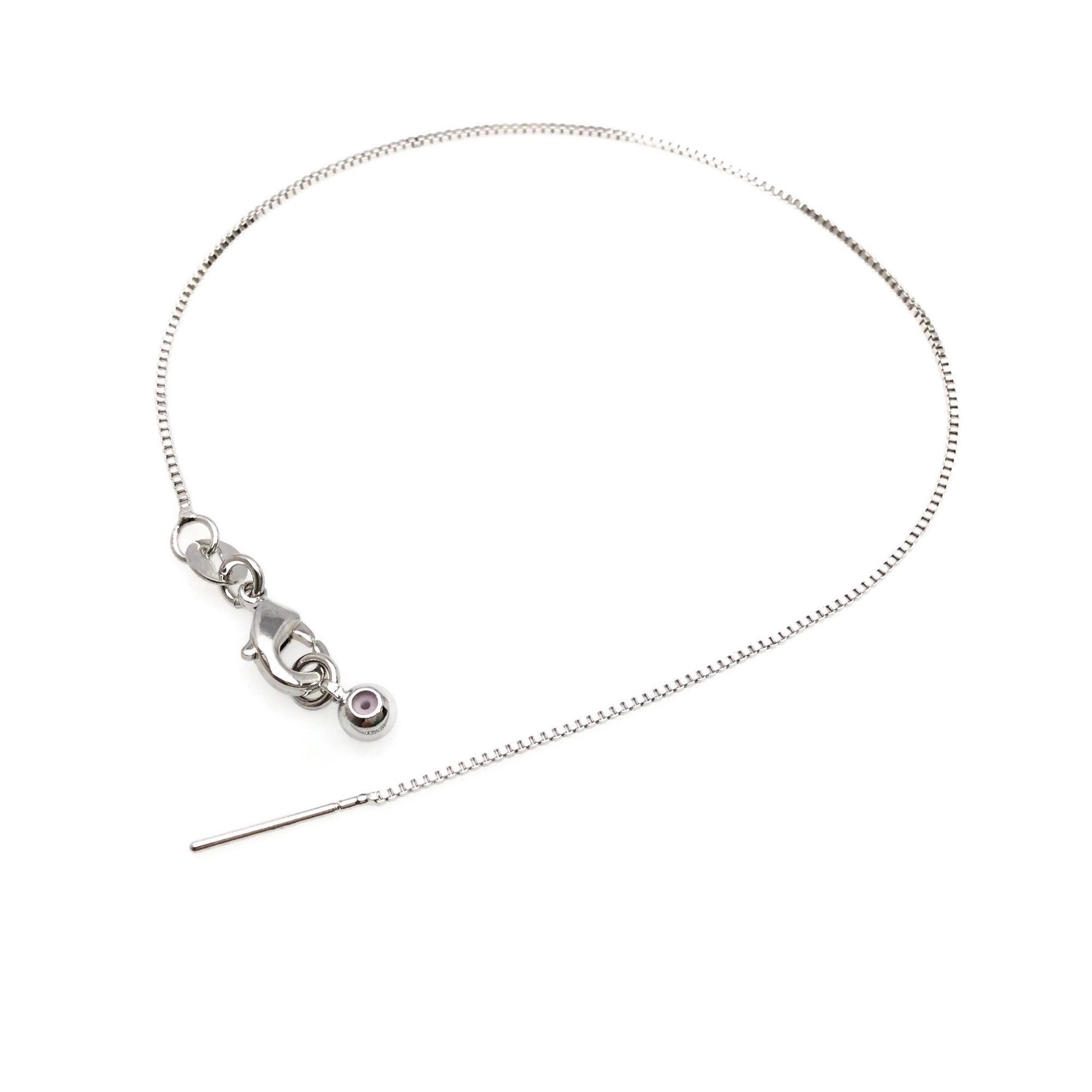 Adjustable Brass Box Chain Bracelet with Pin End for Adding Beads, High Quality Plated Slider Clasp Blank Wholesale Jewelry Supplies