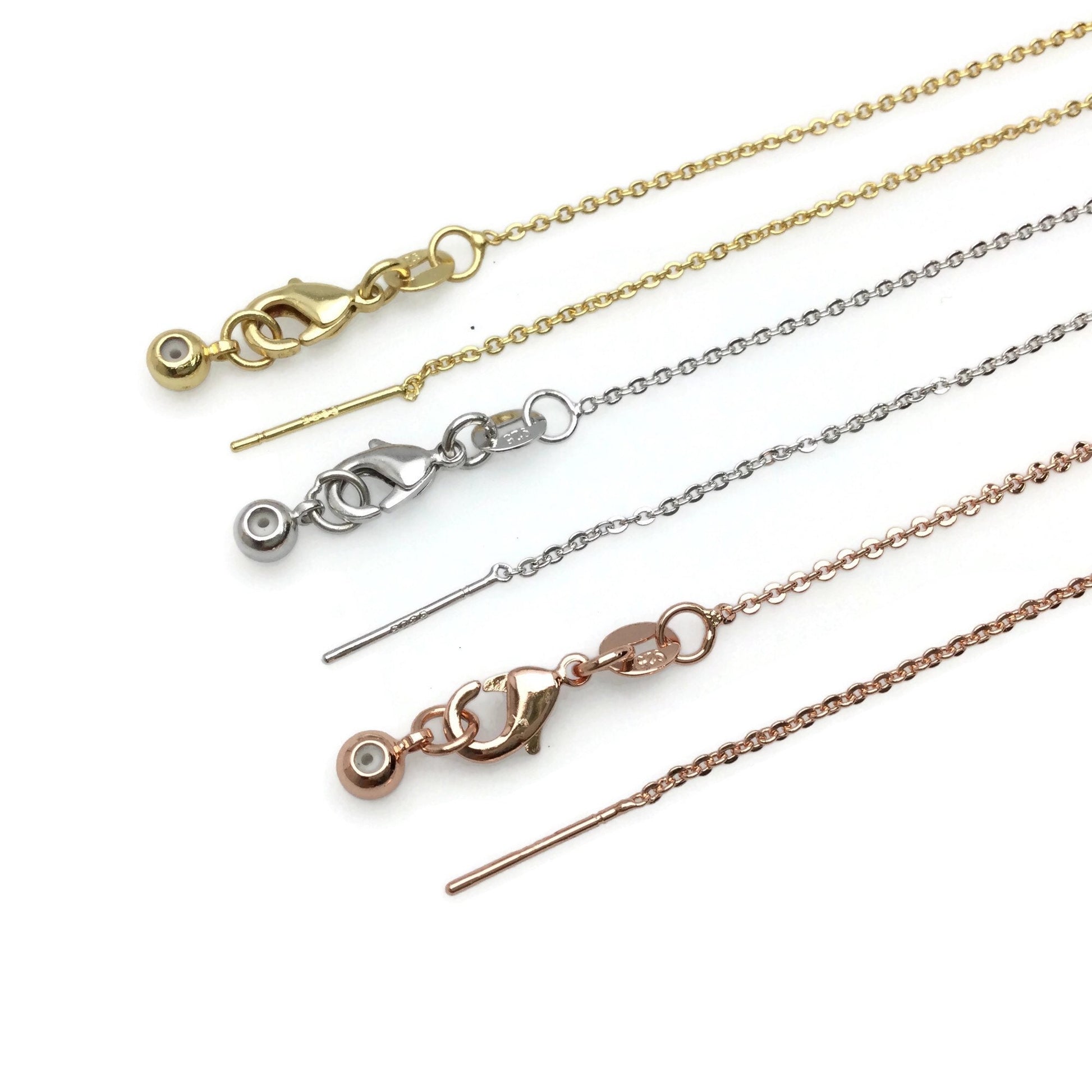 Adjustable Brass Cable Chain Bracelet with Pin End for Adding Beads, High Quality Plated Slider Clasp Blank Wholesale Jewelry Supplies