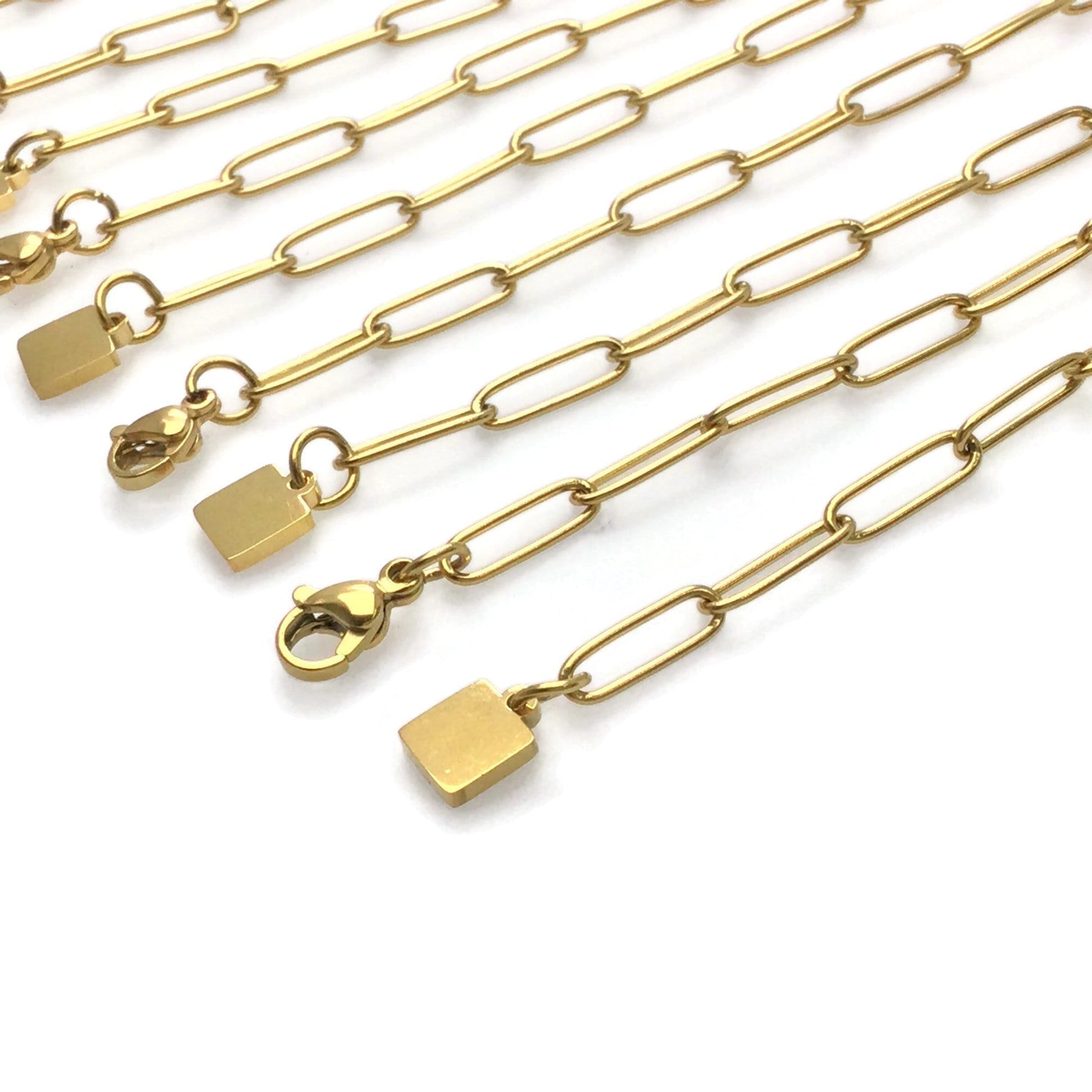 10pcs Stainless Steel Paperclip Chain Bracelet Wholesale, 20cm long Tarnish Resistant Dainty Chain for Jewelry Making
