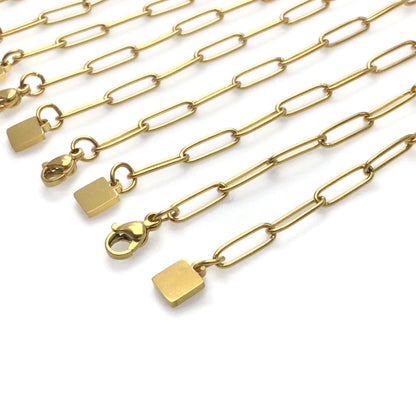 10pcs Stainless Steel Paperclip Chain Bracelet Wholesale, 20cm long Tarnish Resistant Dainty Chain for Jewelry Making
