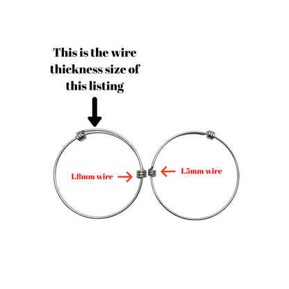 Bulk 50pcs 1.8mm Thick Stainless Steel Adjustable Wire Blank Bangle Bracelet for Jewelry Making, Waterproof Heavy Stackable Bangles