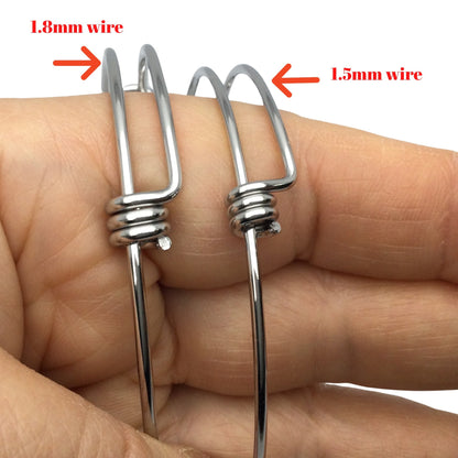 Bulk 50pcs 1.8mm Thick Stainless Steel Adjustable Wire Blank Bangle Bracelet for Jewelry Making, Waterproof Heavy Stackable Bangles