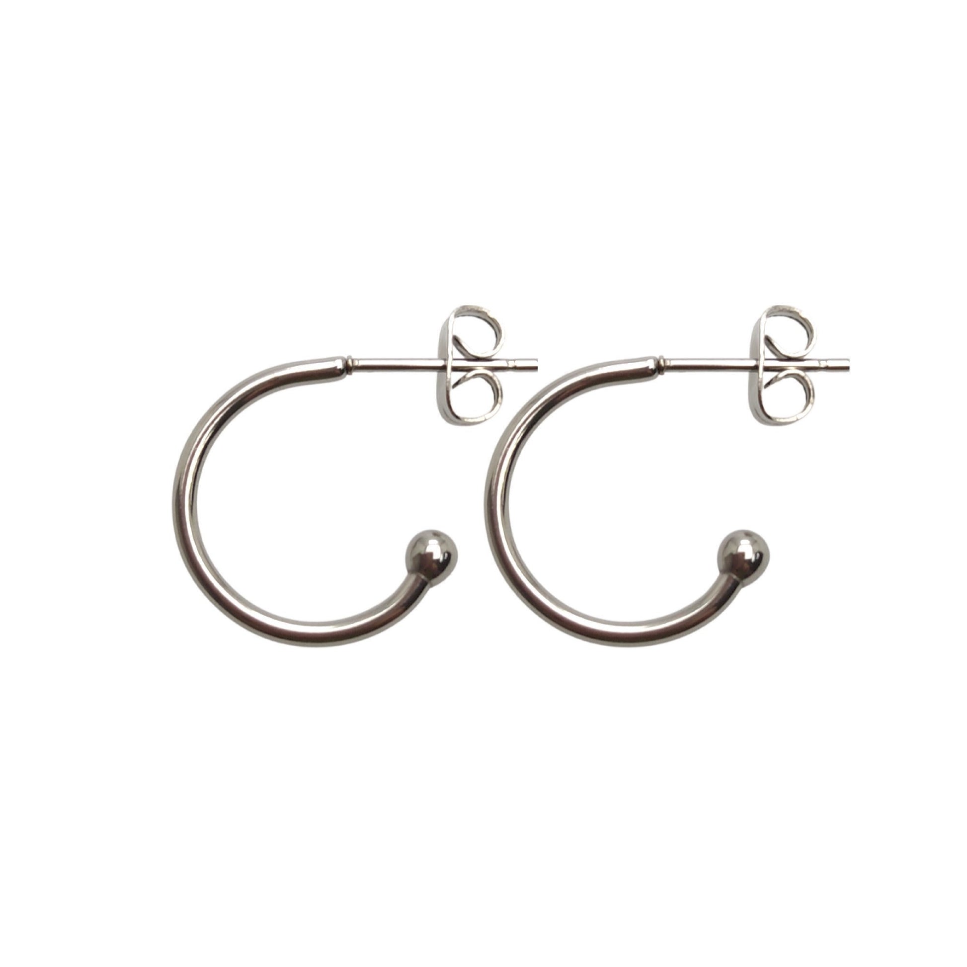 100 pcs Open Hoop C Shape Ball End Classic Earrings Stainless Steel Hoop Earrings With Backs DIY Earring Gift for Her Best Friend 1.5x16mm