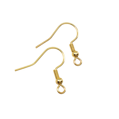 Gold Plated Coil Ball Bead Stainless Steel Surgical 316L Hypo-Allergenic French Ear Wire DIY Earring Jewelry Findings