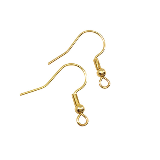 Gold Plated Coil Ball Bead Stainless Steel Surgical 316L Hypo-Allergenic French Ear Wire DIY Earring Jewelry Findings