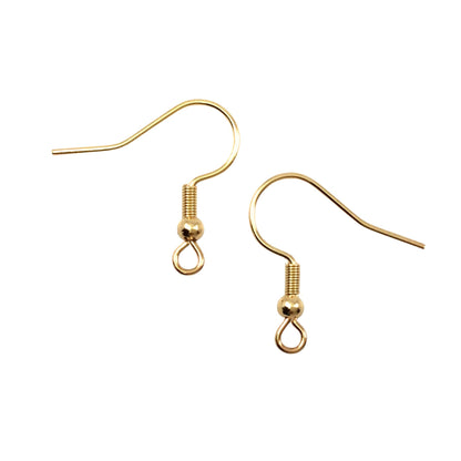 Gold Plated Coil Ball Bead Stainless Steel Surgical 316L Hypo-Allergenic French Ear Wire DIY Earring Jewelry Findings