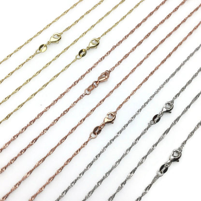 10pcs 18K Gold Plated Brass Twisted Water Wave Chain Necklace Wholesale, 1.7mm Tarnish Resistant Dainty Sparkle Chain for Jewelry Making