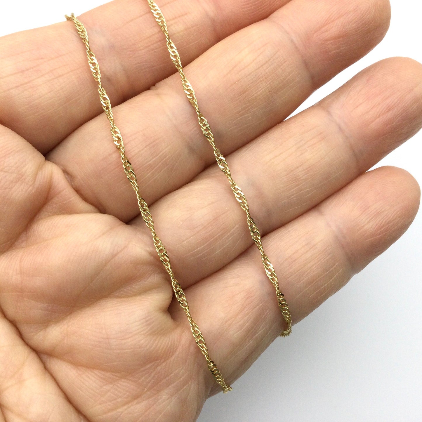 10pcs 18K Gold Plated Brass Twisted Water Wave Chain Necklace Wholesale, 1.7mm Tarnish Resistant Dainty Sparkle Chain for Jewelry Making