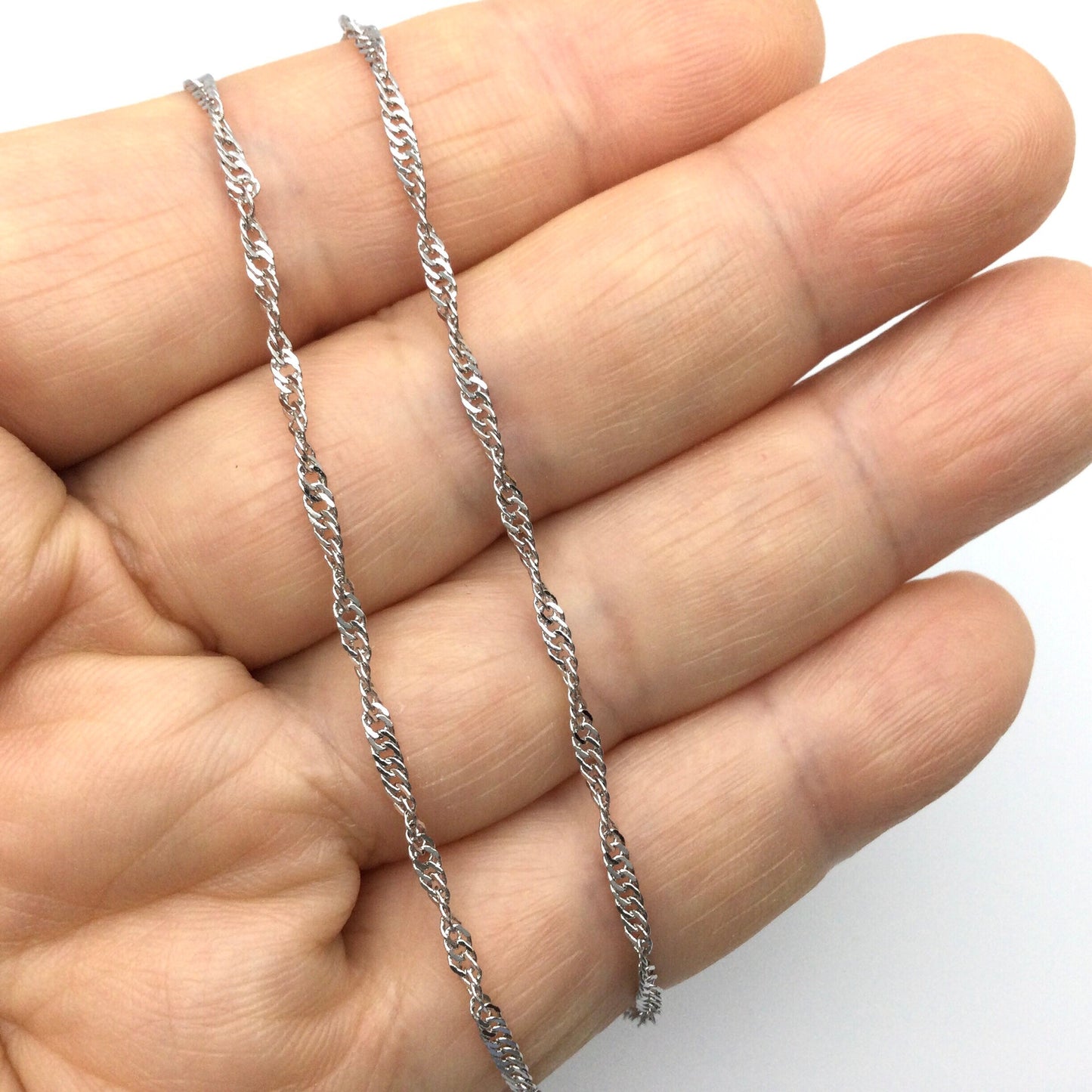 10pcs 18K Gold Plated Brass Twisted Water Wave Chain Necklace Wholesale, 1.7mm Tarnish Resistant Dainty Sparkle Chain for Jewelry Making