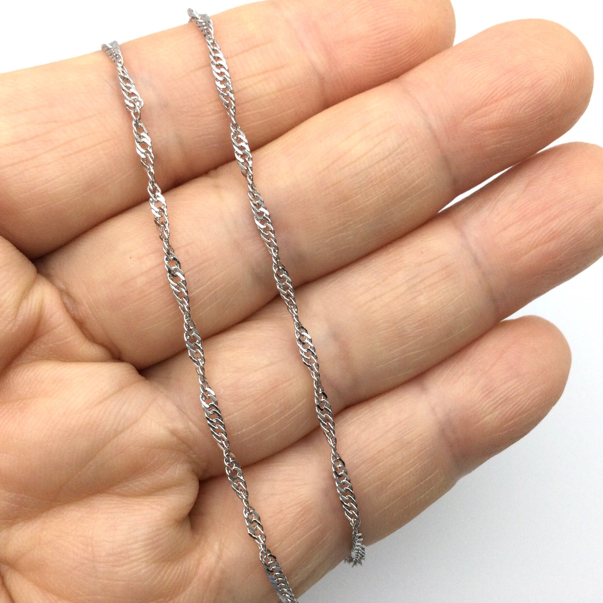 10pcs 18K Gold Plated Brass Twisted Water Wave Chain Necklace Wholesale, 1.7mm Tarnish Resistant Dainty Sparkle Chain for Jewelry Making