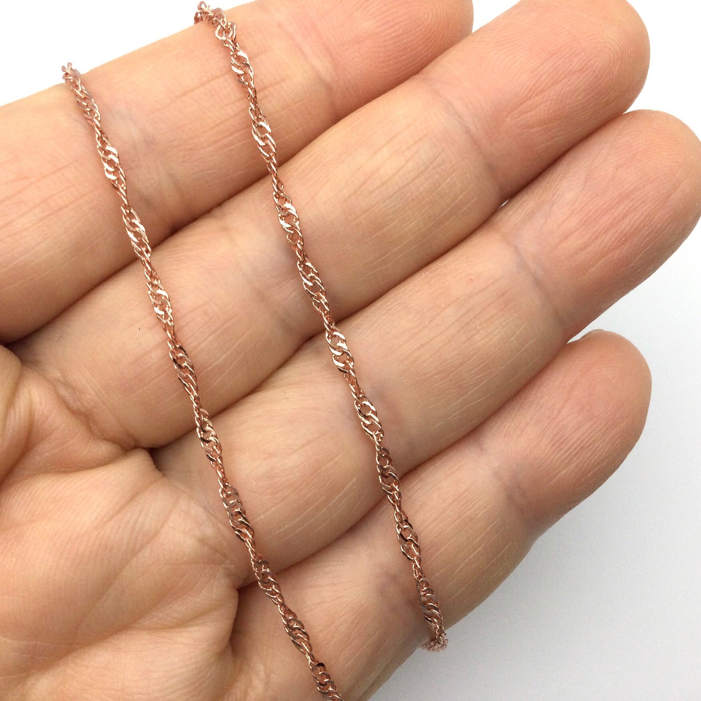 10pcs 18K Gold Plated Brass Twisted Water Wave Chain Necklace Wholesale, 1.7mm Tarnish Resistant Dainty Sparkle Chain for Jewelry Making