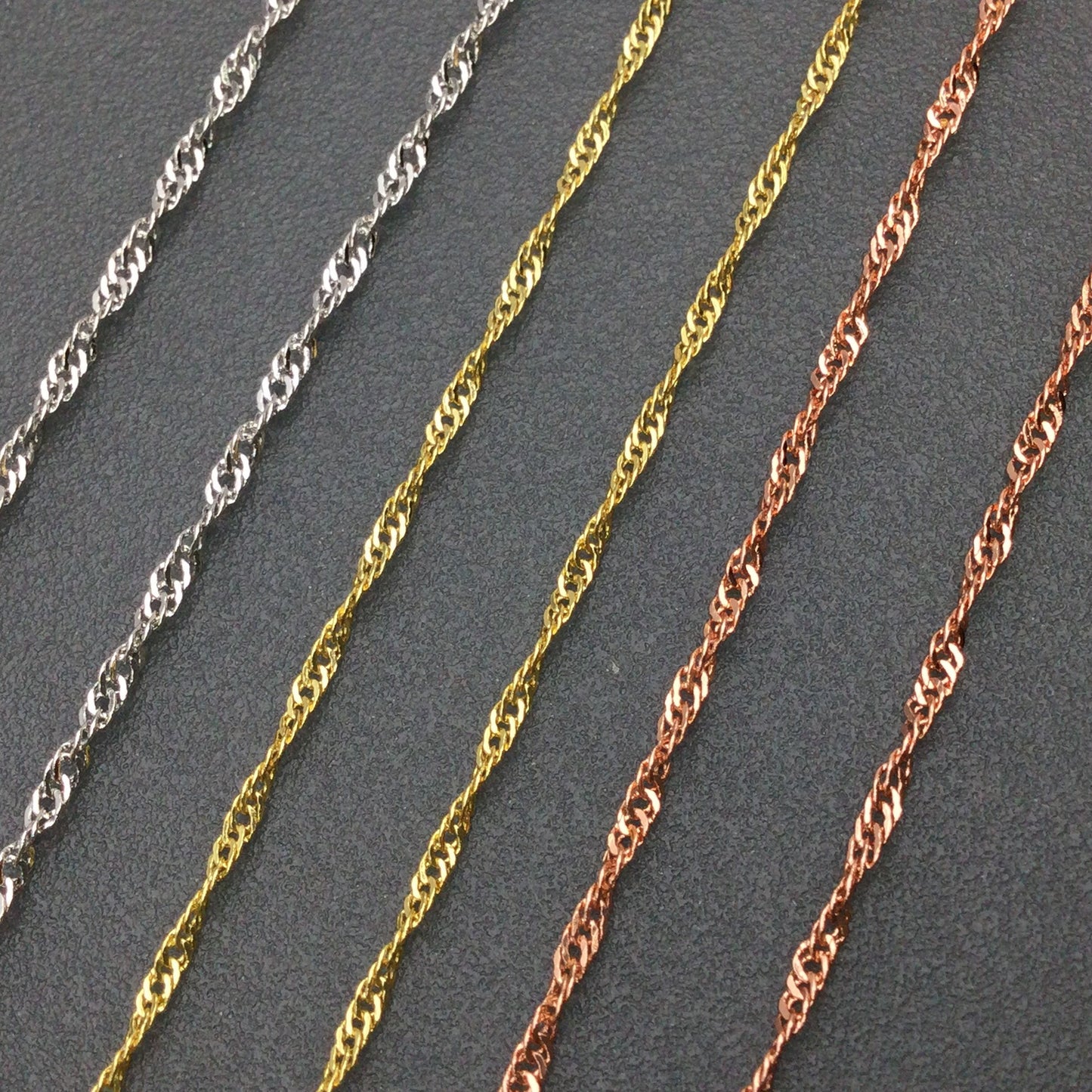 10pcs 18K Gold Plated Brass Twisted Water Wave Chain Necklace Wholesale, 1.7mm Tarnish Resistant Dainty Sparkle Chain for Jewelry Making
