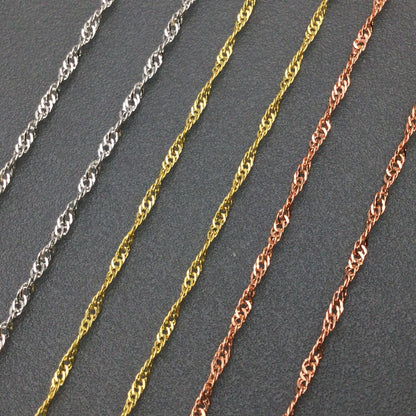 10pcs 18K Gold Plated Brass Twisted Water Wave Chain Necklace Wholesale, 1.7mm Tarnish Resistant Dainty Sparkle Chain for Jewelry Making