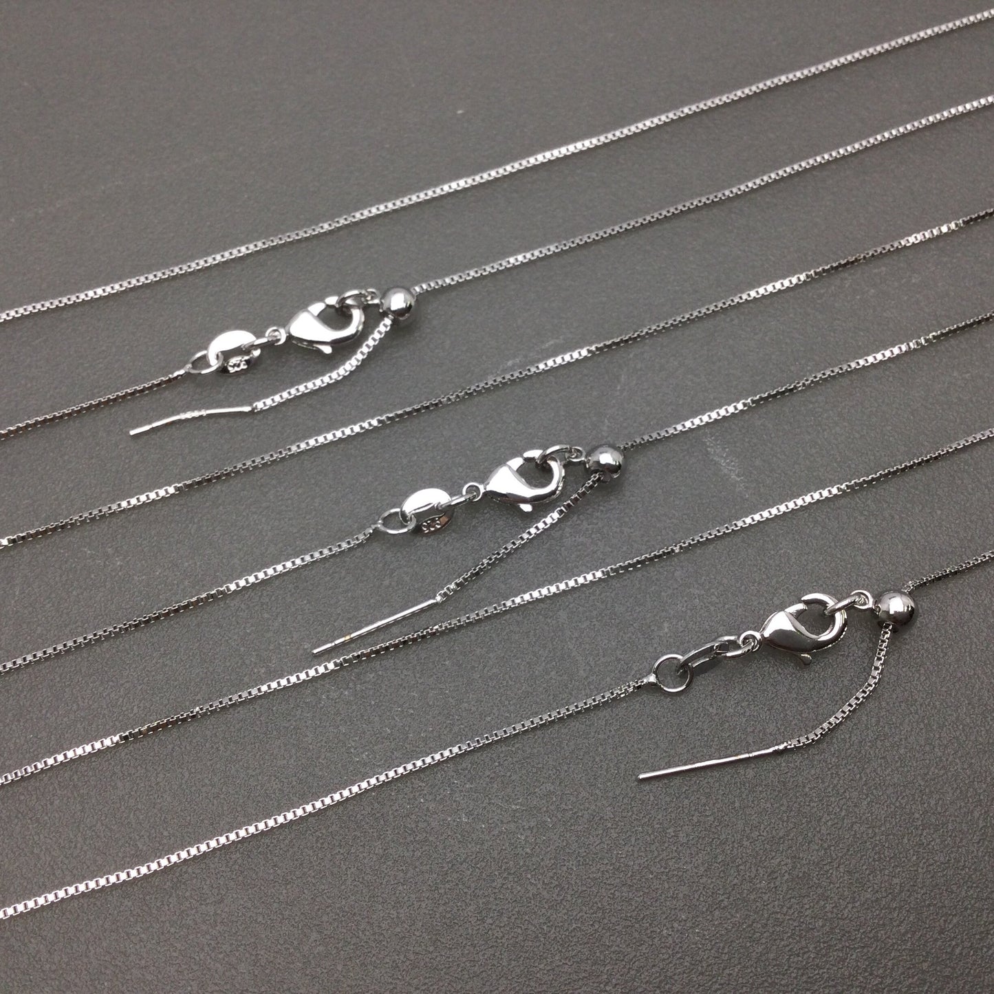 Bulk Brass Adjustable Box Chain Necklace with Pin End for Adding Beads, Wholesale Slider Clasp Chain Blank DIY Jewelry Making Supplies