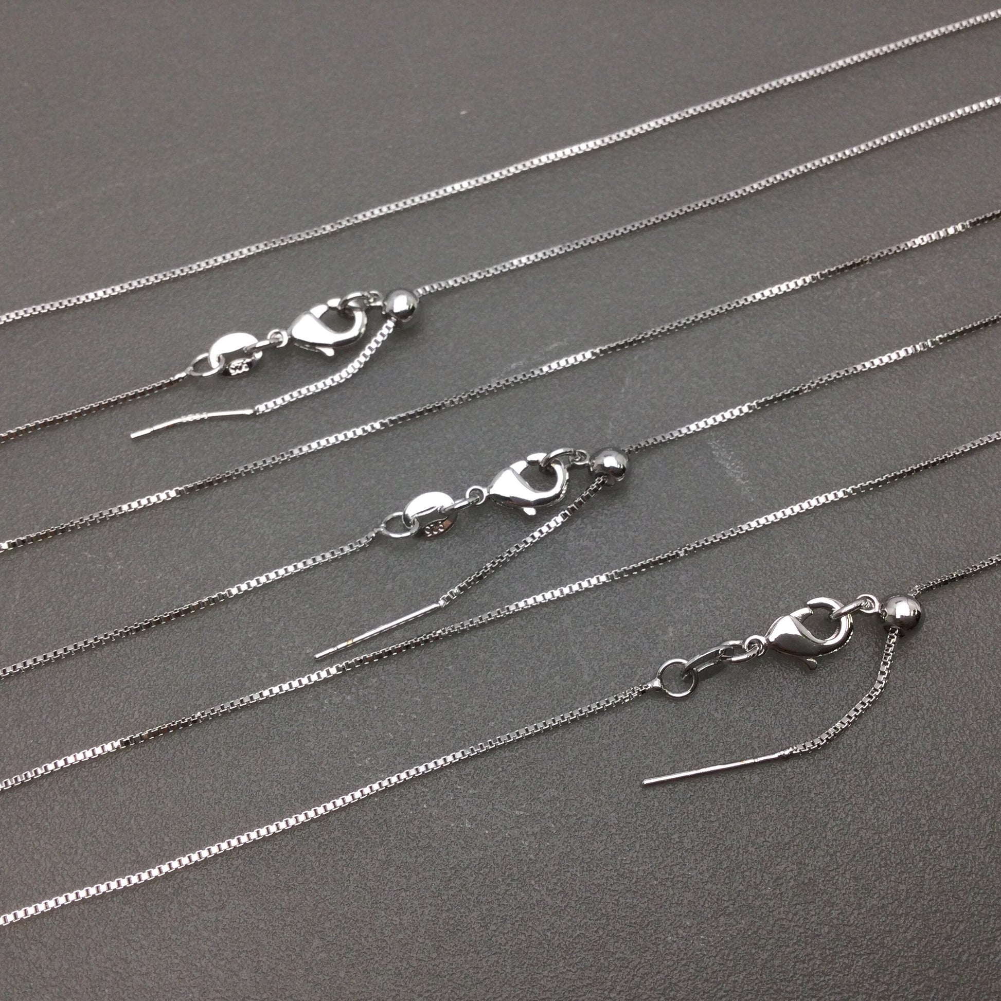 Bulk Brass Adjustable Box Chain Necklace with Pin End for Adding Beads, Wholesale Slider Clasp Chain Blank DIY Jewelry Making Supplies