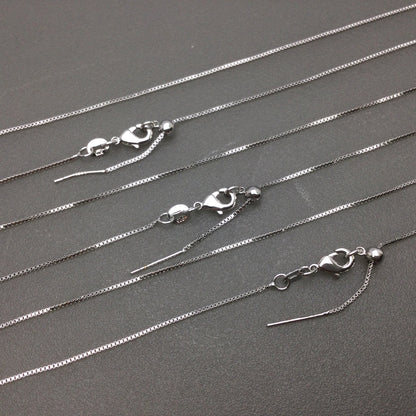 Bulk Brass Adjustable Box Chain Necklace with Pin End for Adding Beads, Wholesale Slider Clasp Chain Blank DIY Jewelry Making Supplies