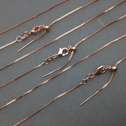 Bulk Brass Adjustable Box Chain Necklace with Pin End for Adding Beads, Wholesale Slider Clasp Chain Blank DIY Jewelry Making Supplies