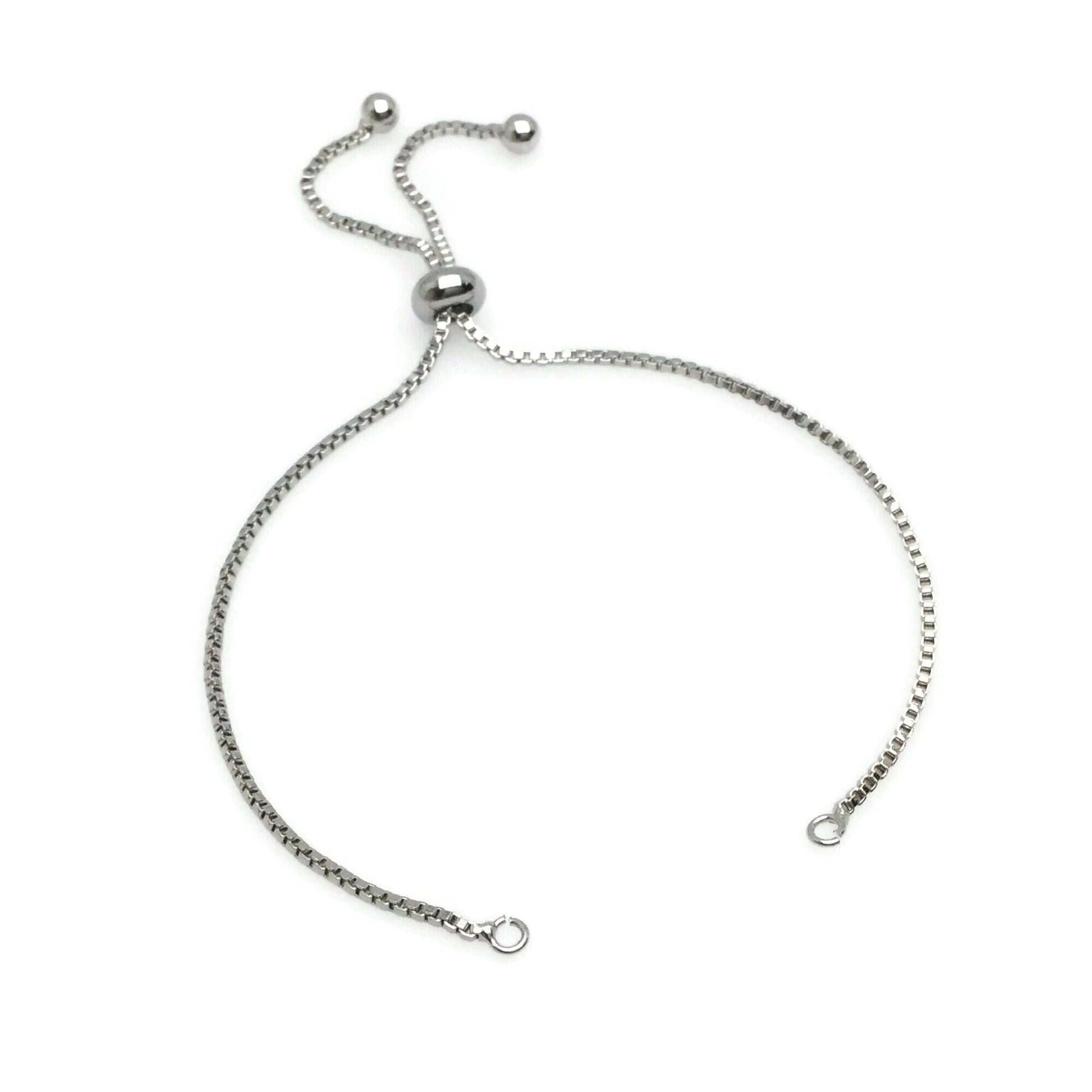 Adjustable Brass Bolo Blank Bracelet for Jewelry Making, High Quality Plated Slider Clasp Box Chain with Ball End Wholesale Supplies