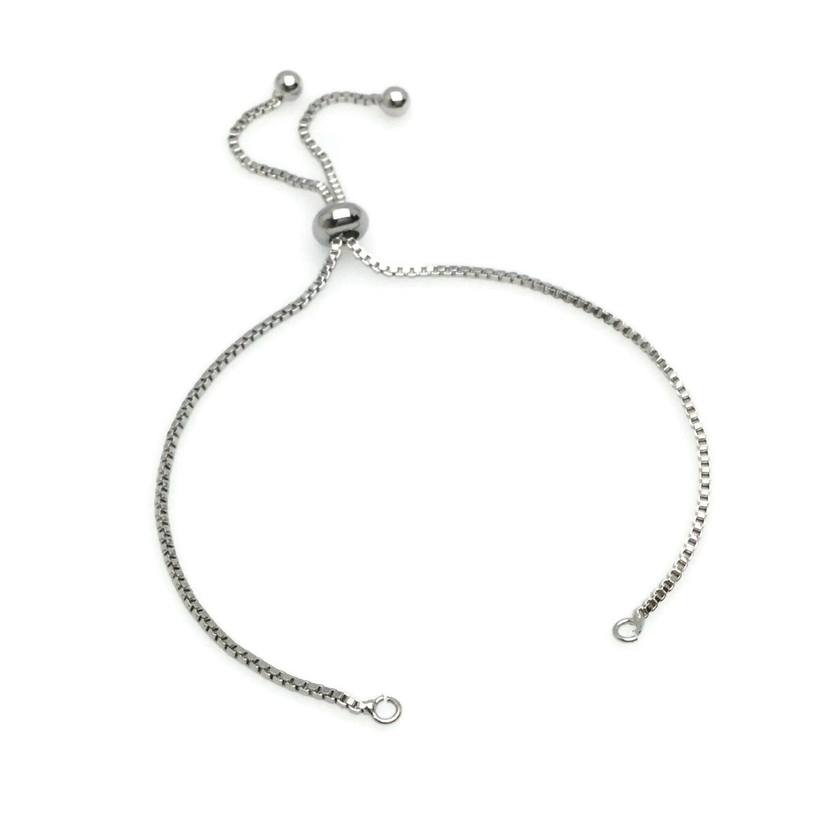 Adjustable Brass Bolo Blank Bracelet for Jewelry Making, High Quality Plated Slider Clasp Box Chain with Ball End Wholesale Supplies