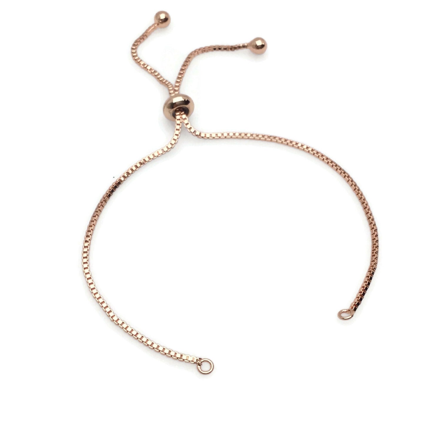 Adjustable Brass Bolo Blank Bracelet for Jewelry Making, High Quality Plated Slider Clasp Box Chain with Ball End Wholesale Supplies
