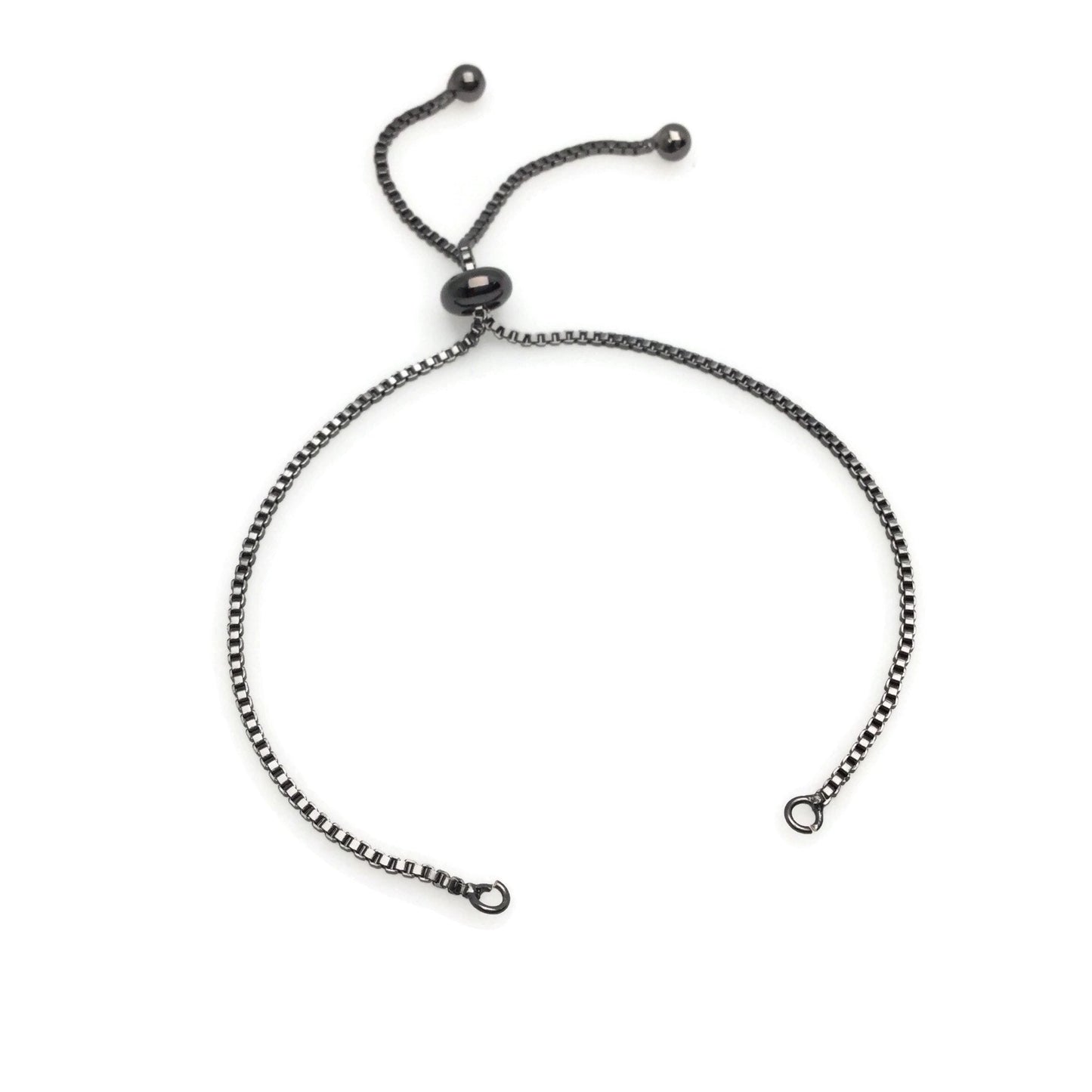 Adjustable Brass Bolo Blank Bracelet for Jewelry Making, High Quality Plated Slider Clasp Box Chain with Ball End Wholesale Supplies