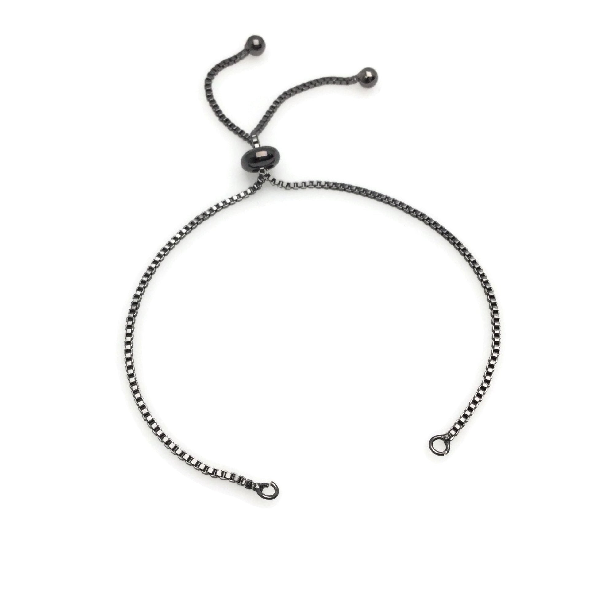 Adjustable Brass Bolo Blank Bracelet for Jewelry Making, High Quality Plated Slider Clasp Box Chain with Ball End Wholesale Supplies