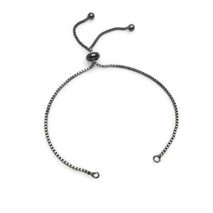 Adjustable Brass Bolo Blank Bracelet for Jewelry Making, High Quality Plated Slider Clasp Box Chain with Ball End Wholesale Supplies