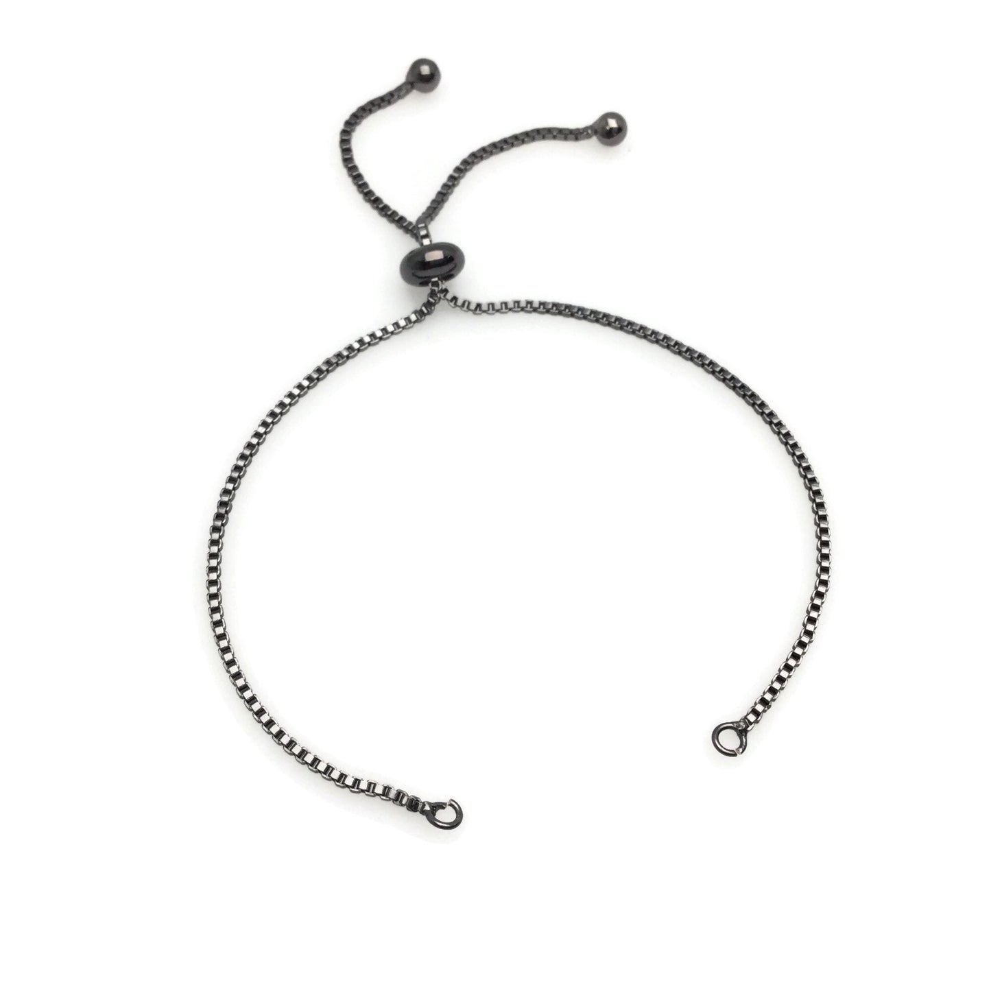 Adjustable Brass Bolo Blank Bracelet for Jewelry Making, High Quality Plated Slider Clasp Box Chain with Ball End Wholesale Supplies