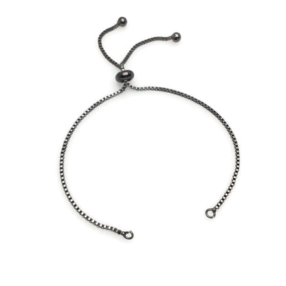 Adjustable Brass Bolo Blank Bracelet for Jewelry Making, High Quality Plated Slider Clasp Box Chain with Ball End Wholesale Supplies