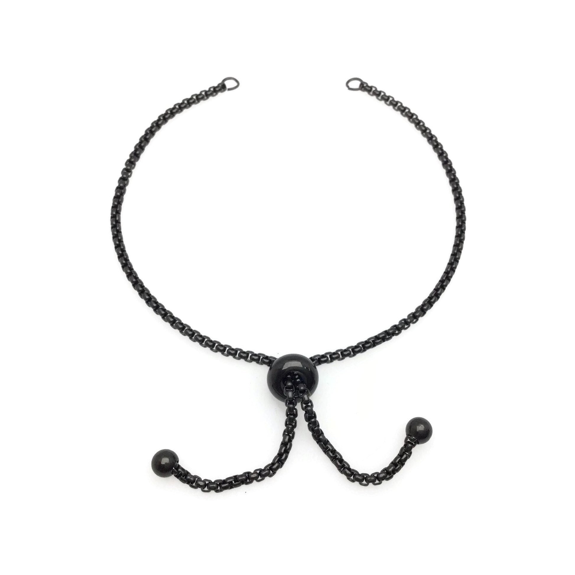 Adult Size Stainless Steel Adjustable Bolo Bracelet for Jewelry Making, Waterproof 1.8mm Slider Box Chain Semi Finished Supplies