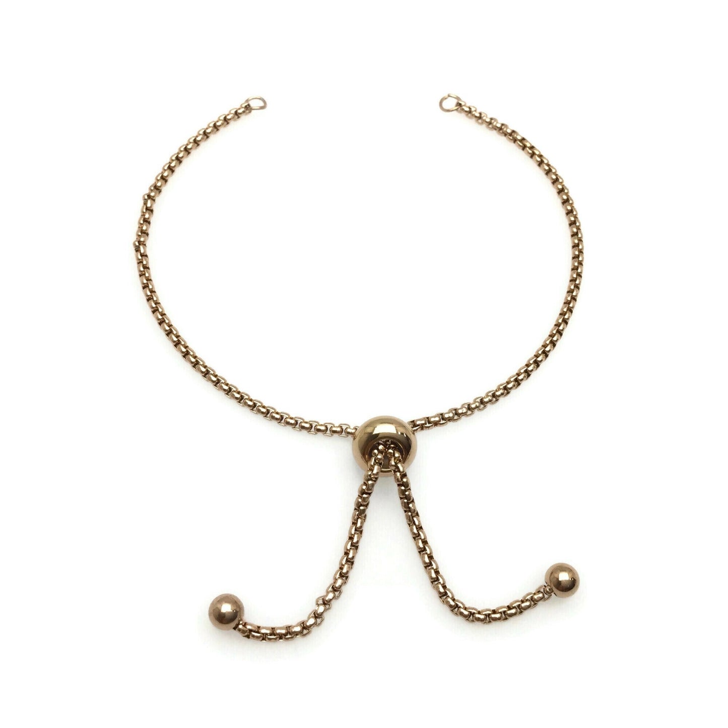 Adult Size Stainless Steel Adjustable Bolo Bracelet for Jewelry Making, Waterproof 1.8mm Slider Box Chain Semi Finished Supplies