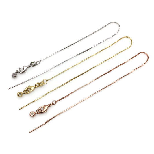 Adjustable Brass Box Chain Bracelet with Pin End for Adding Beads, High Quality Plated Slider Clasp Blank Wholesale Jewelry Supplies