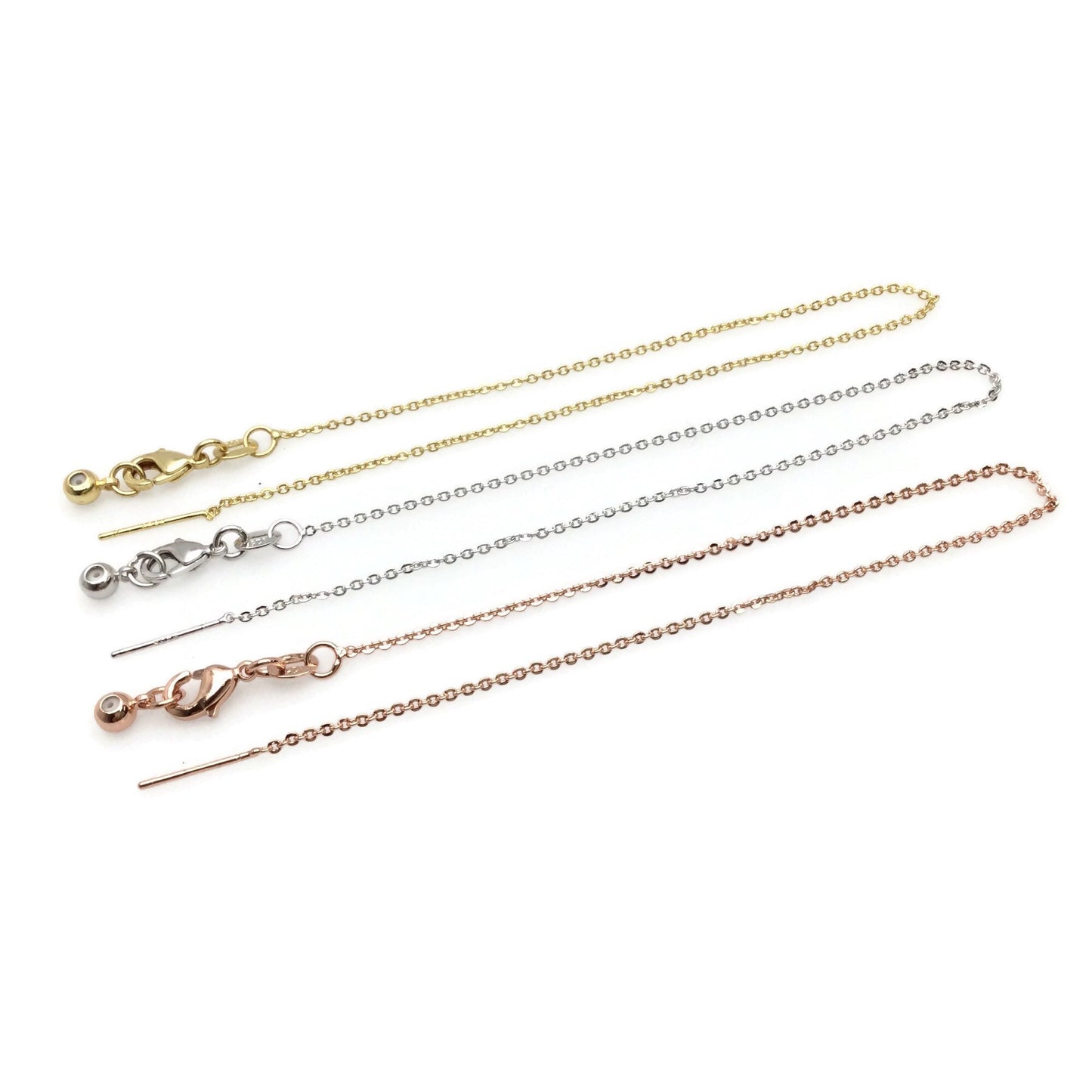 Adjustable Brass Cable Chain Bracelet with Pin End for Adding Beads, High Quality Plated Slider Clasp Blank Wholesale Jewelry Supplies