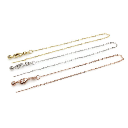 Adjustable Brass Cable Chain Bracelet with Pin End for Adding Beads, High Quality Plated Slider Clasp Blank Wholesale Jewelry Supplies