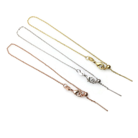 Adjustable Brass Cable Chain Bracelet with Pin End for Adding Beads, High Quality Plated Slider Clasp Blank Wholesale Jewelry Supplies